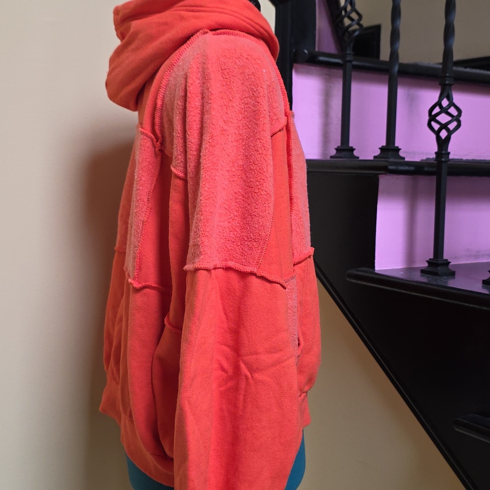 Aerie Orange Patchwork Hoodie - SZ M - Picture 3 of 6